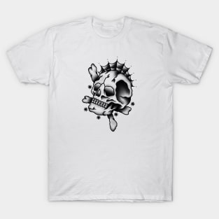 HomeSchoolTattoo Traditional Skull & Spiderweb T-Shirt